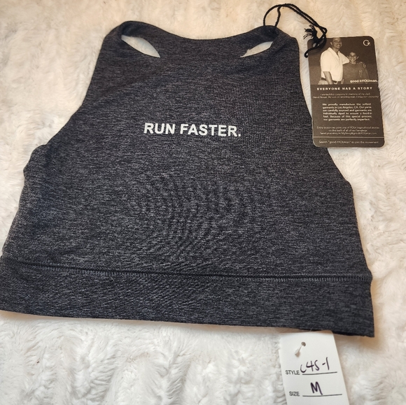 Run Faster Gray Sports Bra by good hYOUman - Picture 1 of 4